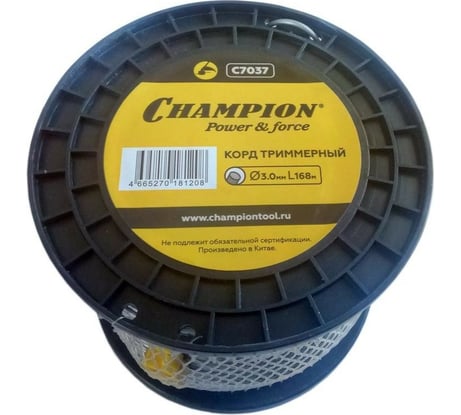 Корд триммерный Aluminium, нож для отреза (3 мм, 168 м, круг) CHAMPION C7037
