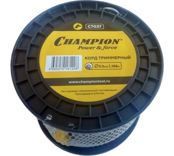 Корд триммерный Aluminium, нож для отреза (3 мм, 168 м, круг) CHAMPION C7037