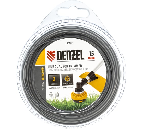 Леска двухкомпонентная EXTRA CORD (15 м; круг; 2 мм) для триммера DENZEL 96127