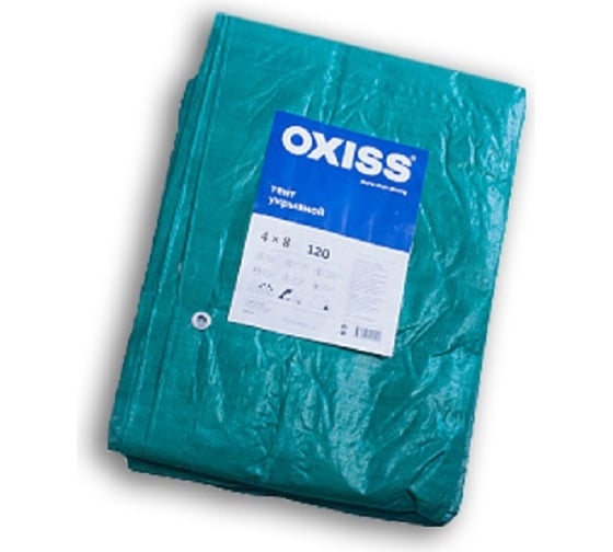Тент укрывной 120 г/кв.м, 4x8 м, зеленый/серый Oxiss 4630025420406 1