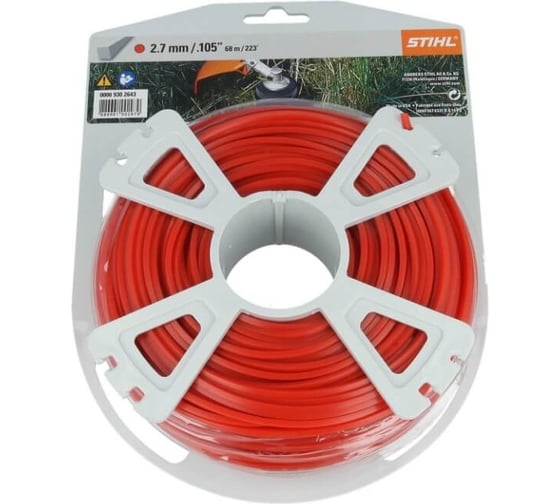 Леска триммерная квадратного сечения 2,7 мм, 65 м, красного цвета STIHL 0000-930-2643