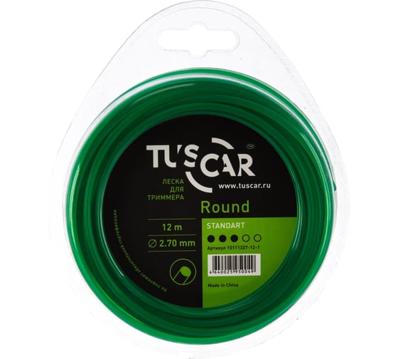 Леска для триммера Round, Standart, 2.7 мм, 12 м TUSCAR 10111327-12-1