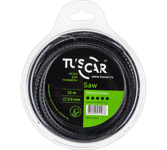 Леска для триммера Saw, Professional, 3.0 мм, 22 м TUSCAR 10181530-22-1 1