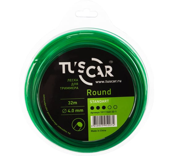 Леска для триммера Round, Standart, 4.0 мм, 32 м TUSCAR 10111340-32-1