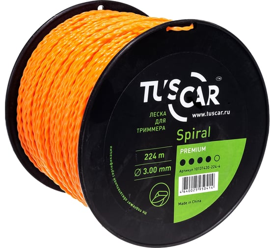 Леска для триммера Spiral, Premium, 3.0 мм, 224 м TUSCAR 10131430-224-4