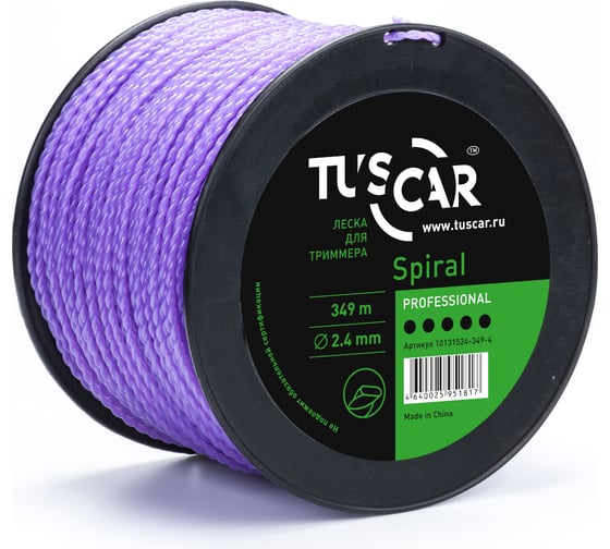 Леска для триммера Spiral, Professional, 2.4 мм, 349 м TUSCAR 10131524-349-4 1