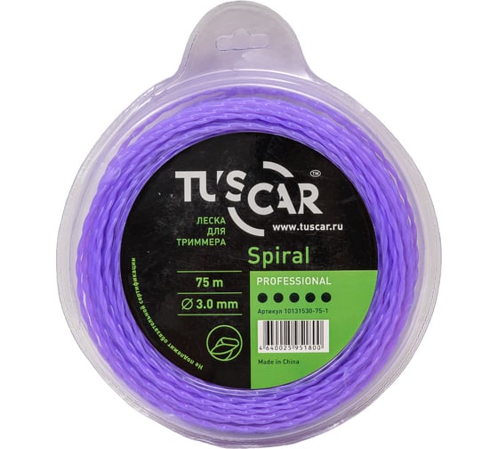 Леска для триммера Spiral, Professional, 3.0 мм, 75 м TUSCAR 10131530-75-1