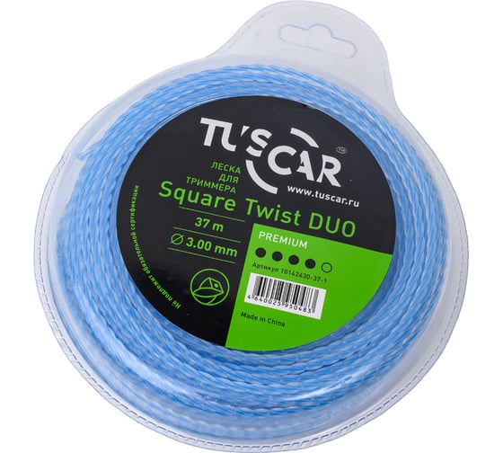 Леска для триммера Square Twist DUO, Premium, 3.0 мм, 37 м TUSCAR 10142430-37-1
