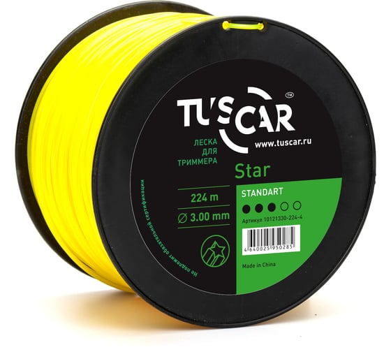 Леска для триммера Star, Standart, 3.0 мм, 224 м TUSCAR 10121330-224-4 1