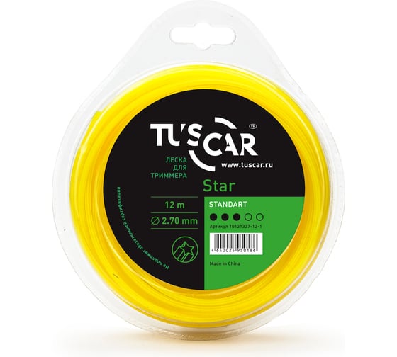 Леска для триммера Star, Standart, 2.7 мм, 12 м TUSCAR 10121327-12-1 1