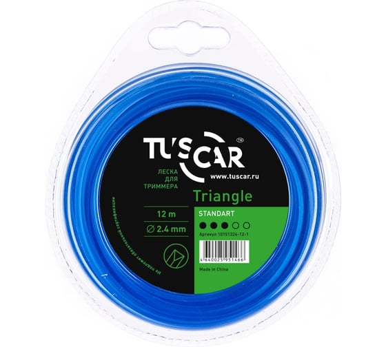 Леска для триммера Triangle, Standart, 2.4 мм, 12 м TUSCAR 10151324-12-1 1