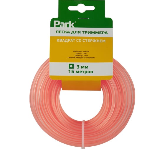 Леска для триммеров 3 мм, 15 м, квадрат со стержнем PARK 990637