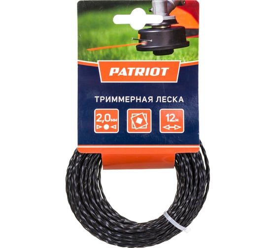 Леска для триммера (2.0 мм; 12 м; скрученный квадрат) PATRIOT 200-12-5 805205124