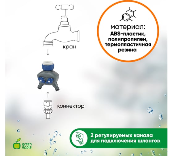 Распределитель двухканальный (пластик) GREEN APPLE Б0003125