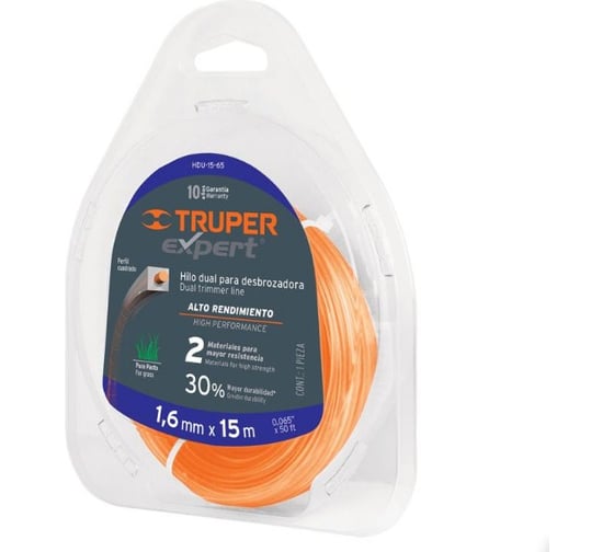 Леска (1,6 мм х 15 м) для триммеров HDU-15-65 Truper 15956