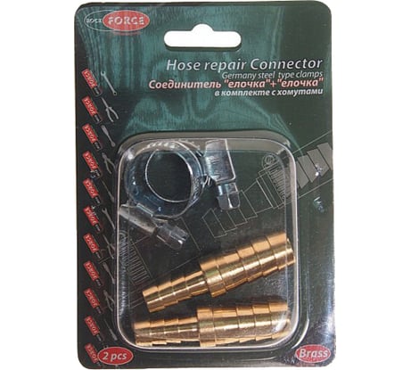 Соединитель елочка+елочка с хомутами (2 шт; 12x8 мм) ROCKFORCE RF-HRC08/05(1851)