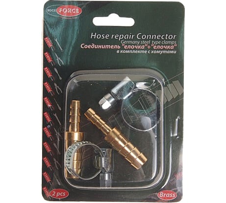Соединитель елочка+елочка с хомутами (2 шт; 10x6 мм) ROCKFORCE RF-HRC06/04(1848)