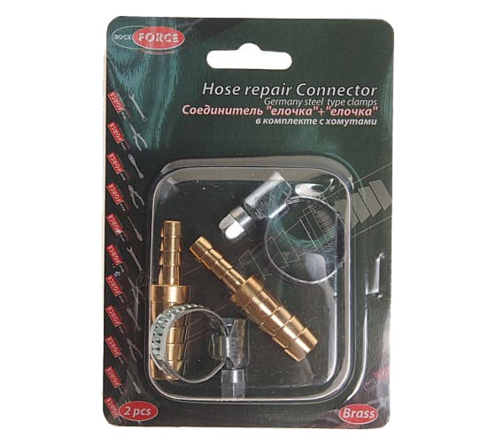 Соединитель елочка+елочка с хомутами (2 шт; 10x6 мм) ROCKFORCE RF-HRC06/04(1848)