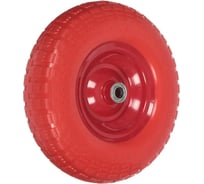 Колесо полиуретановое непрокалываемое для тачки/тележки, размер 4.00-6, 330 мм, подшипник 20 мм, не симметричная ступица WORKY ARD255887
