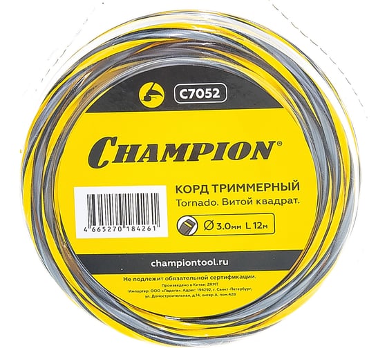 Триммерный корд Champion Tornado 3 мм 12 м C7052 1