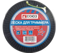 Леска для триммера d=2.4 мм, l=120 м ЗВЕЗДА, желтый БОБИНА Союз ТЛ3535-2.4-8-120