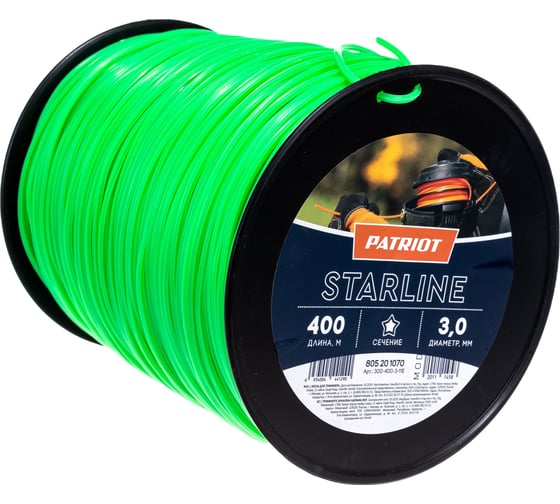 Леска Starline (3.0 мм; 400 м; звезда; зеленая) PATRIOT 300-400-3 805201070