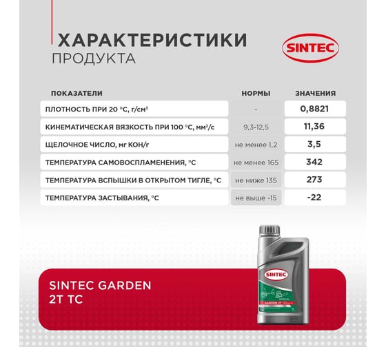 Масло Sintec Garden 2T 1л 801923