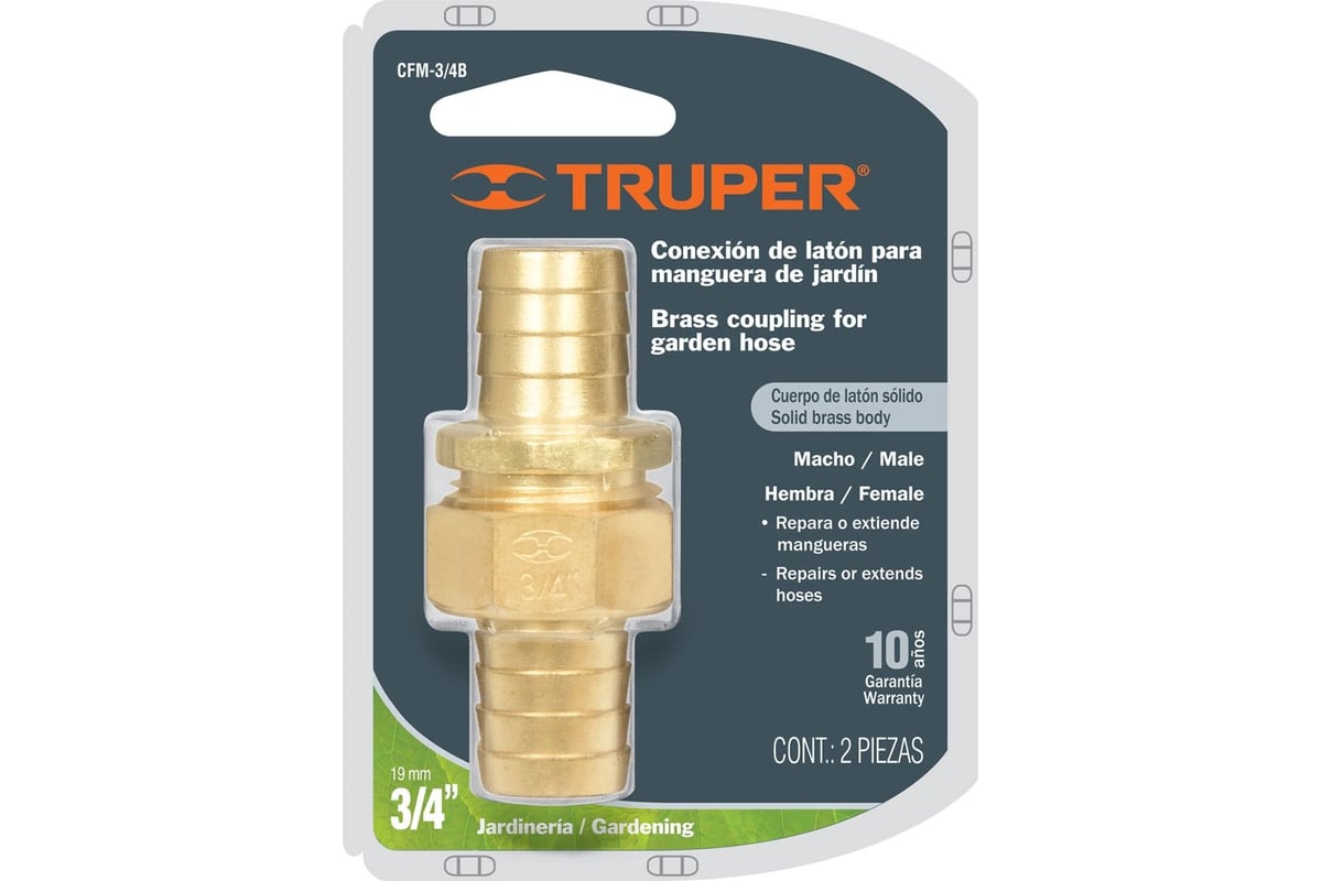 Латунный коннектор Truper для шланга 3/4" мама-папа CFM-3/4B 12708 ...
