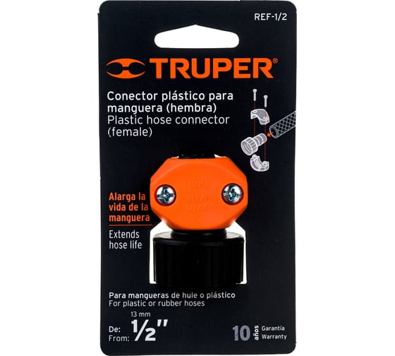 Пластиковый коннектор Truper для шланга 1/2" мама REF-1/2 12712 1
