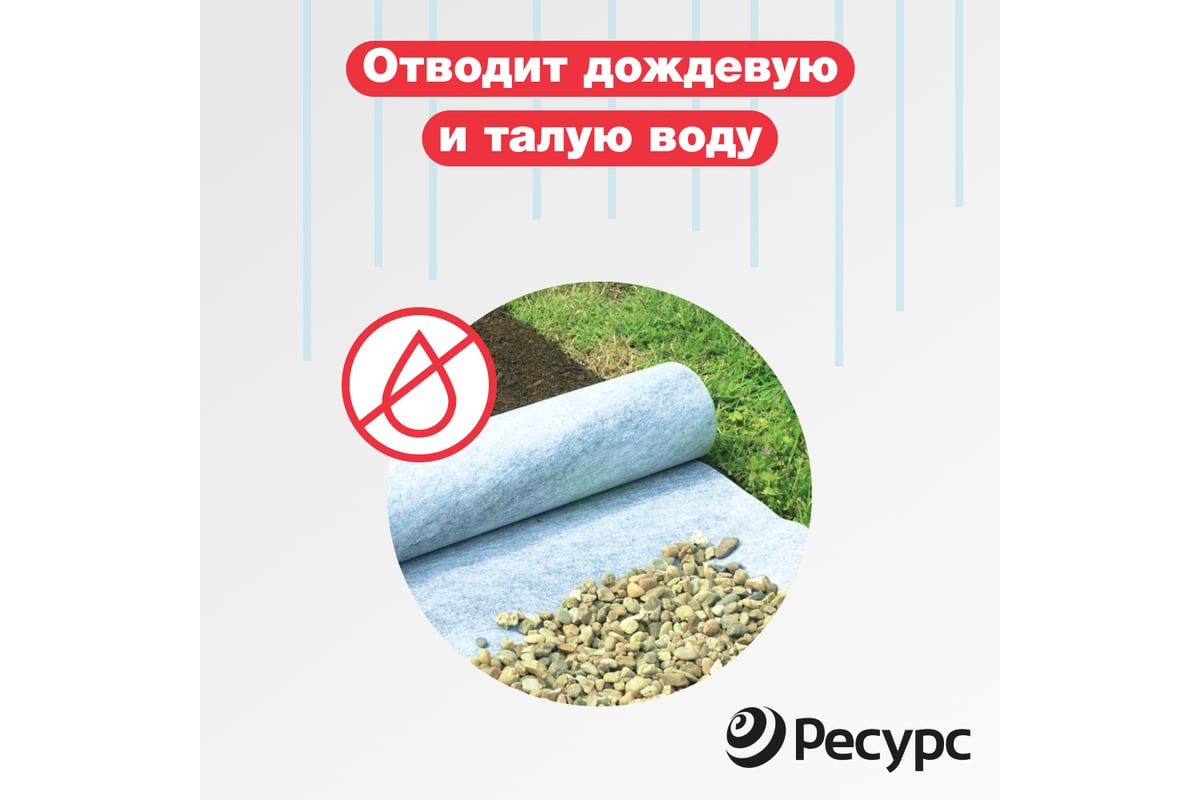 Геотекстиль Ресурс иглопробивной (для садовых работ) 100г/м2 1,5x25м