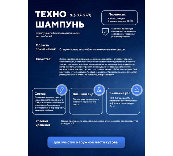 Концентрированный высокопенный автошампунь ООО АСАНА ТМ "Техношампунь", 20л. Щ-03-03/1