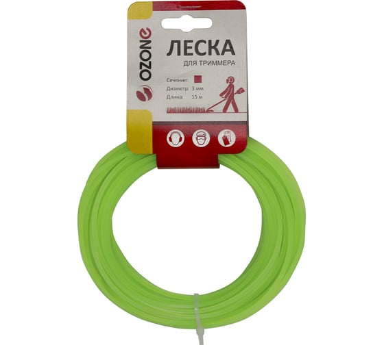 Леска для триммера (15 м; 3 мм; квадрат) OZONE LTR-3.0SQ-15
