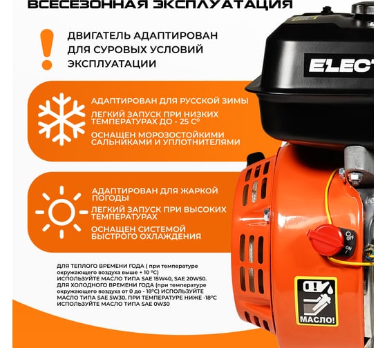 Двигатель бензиновый LT 170F/Q (7 л.с, ручной стартер, вал 19 мм, 4-х тактный) (ШК) Electrolite 5840