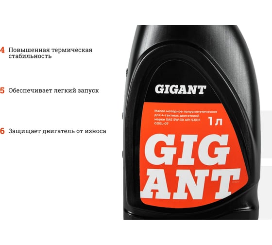 Масло 4-х тактное 5W30 1 л Gigant GDEL-07
