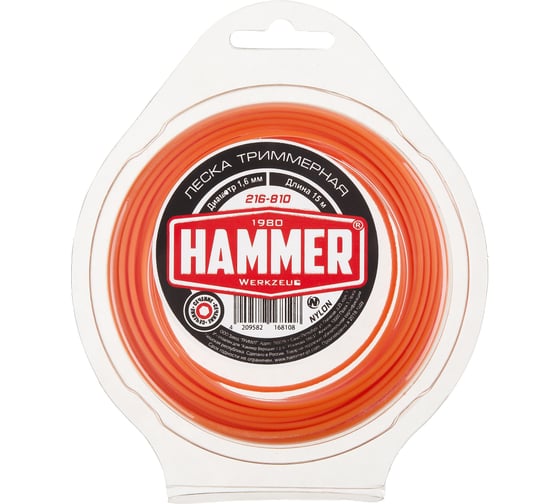 Леска триммерная 216-810 (1.6 мм; 15 м; шестигранник) HAMMER 593237