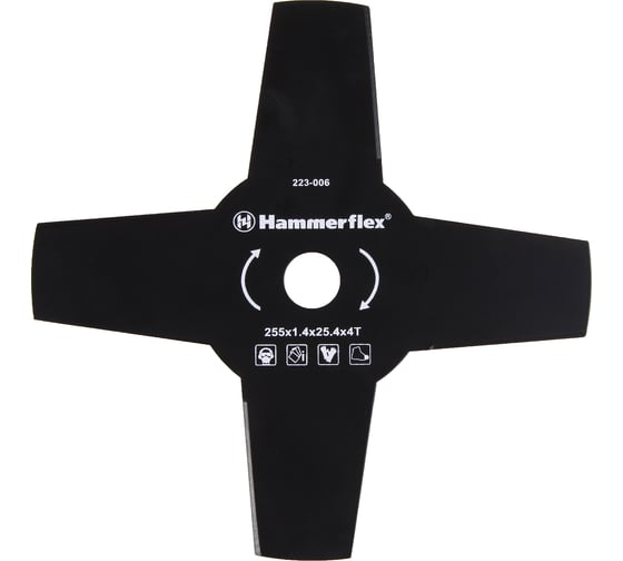 Нож для триммера Flex 223-006 (1.4 мм; 255 мм; 4 зуба) закаленная сталь HAMMER 58642 1