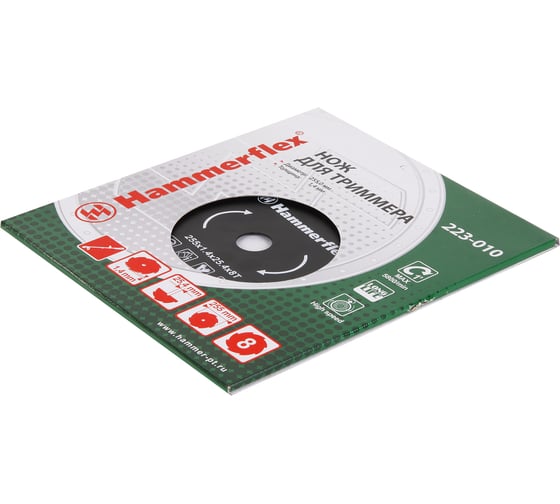 Нож для триммера Flex 223-010 (1.4 мм; 255 мм; 8 зубов) закаленная сталь HAMMER 58648
