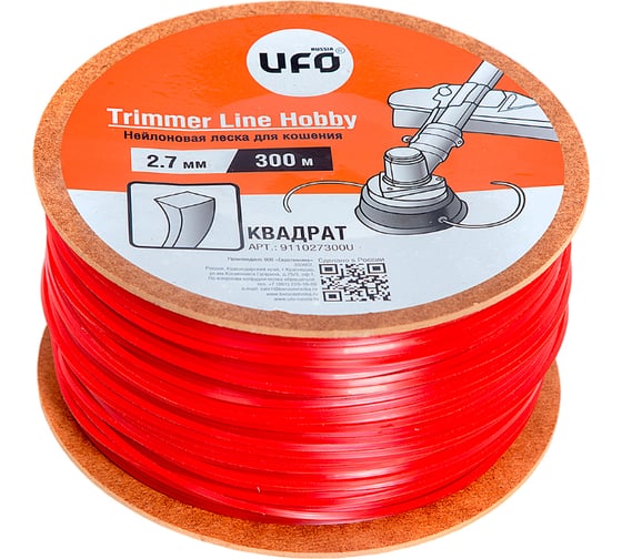 Нейлоновая леска 2.7 мм, 300 м (квадрат) UFO 911027300U