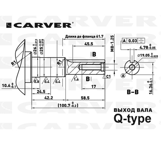 Двигатель EX210/6, 4-такт., 7.0 л.с. (вых.вал Q-type, D=19 мм, V бака - 6 л) CARVER 01.010.00151