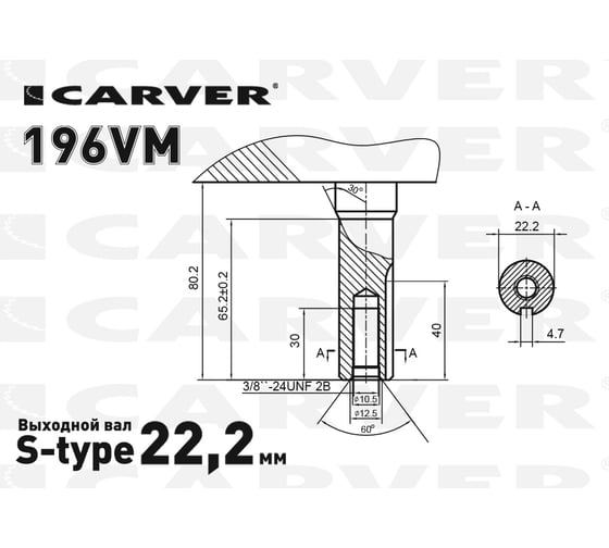 Двигатель 196VМ (6.3 л.с.верт. вал d=22, V196 см3, для газонокосилки) CARVER 01.025.00086