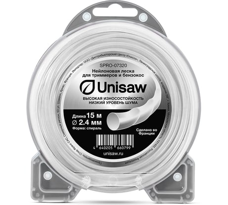 Леска триммерная 2.4 мм, 15 м, спираль Unisaw SPRO-07320