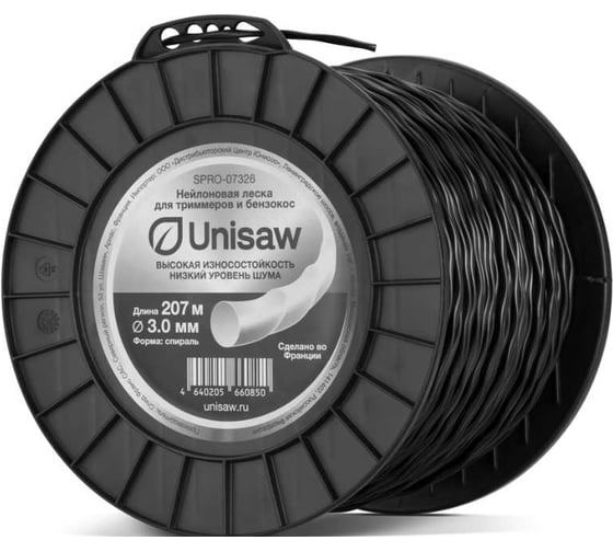Леска триммерная 3.0 мм, 207 м, спираль Unisaw SPRO-07326 1