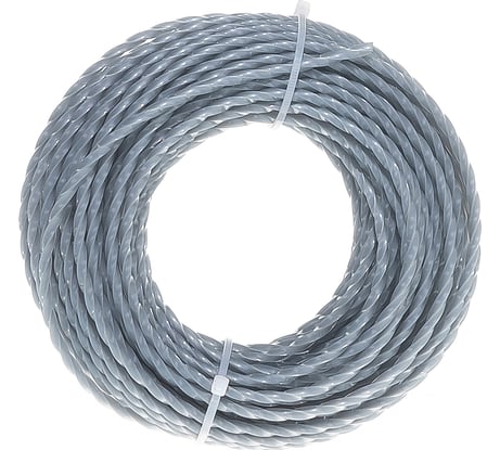 Леска нейлоновая ПРОФИ (3 мм; 15 м; витой квадрат; серая) для триммера SKRAB 28323