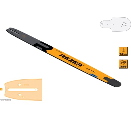 Шина цельнометаллическая со съемным наконечником Profi 905S9P (Husq.; 3/8-1,5-115 зв.; 36") Rezer 03.017.00013