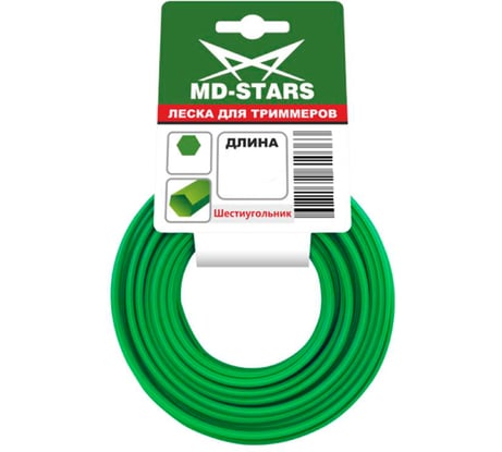 Леска для триммера HEХAGON LINE (шестиугольник) 1.6 мм, 15 м МD-STARS HEХL 16-15