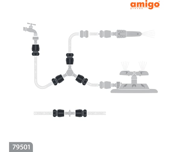 Коннектор для шлангов 1/2 AMIGO 79501