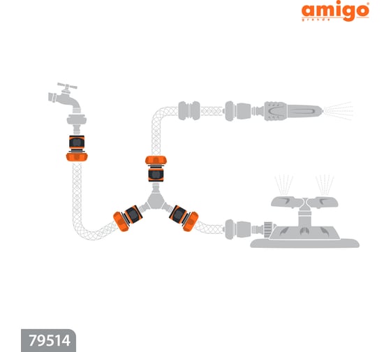 Коннектор для шлангов 3/4 AMIGO 79514