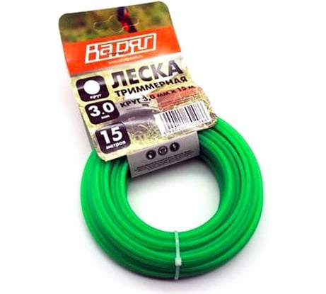 Леска 3.0 мм, круг, зеленый, 15 метров ВАРЯГ 0229