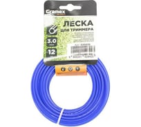 Леска для триммера Gramex 3 мм, шестигранник, голубой, 12 метров ВАРЯГ 020035