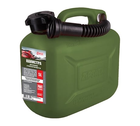 Канистра PROFI 5 л, оливковая, для топлива, в комплекте с крышкой и лейкой 3ton 55330